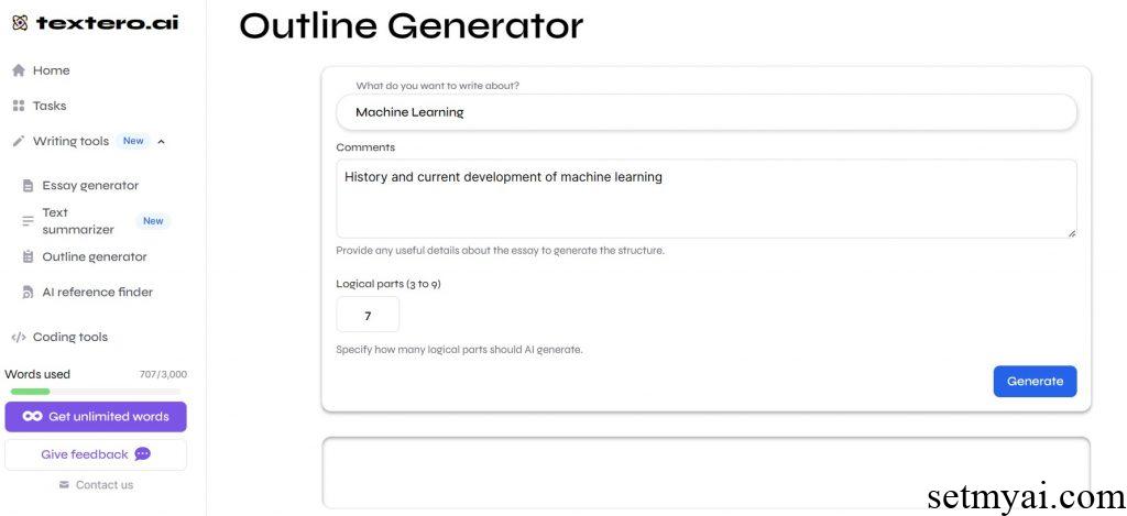 Machine Learning Outline Generator