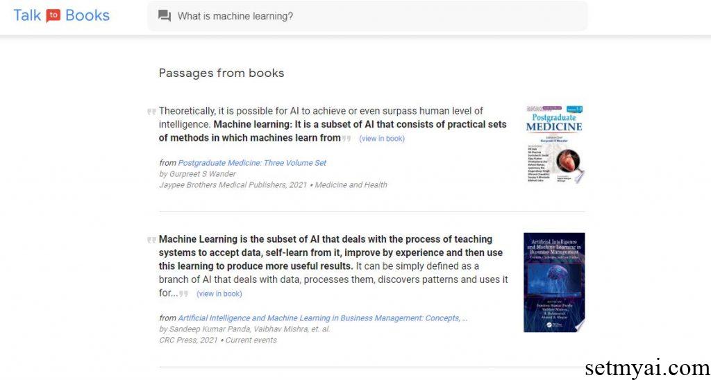 Talk to Books Machine Learning