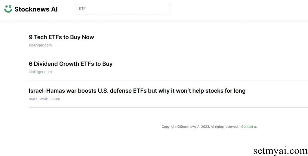 Stocknews AI ETF Search
