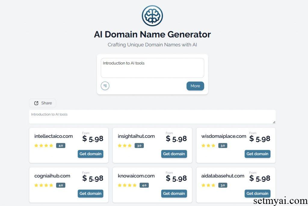 AI Domain Name Generator Result