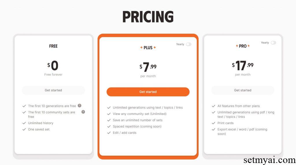 AI Flashcards Pricing