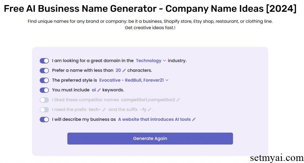 AI Business Name Generator Process