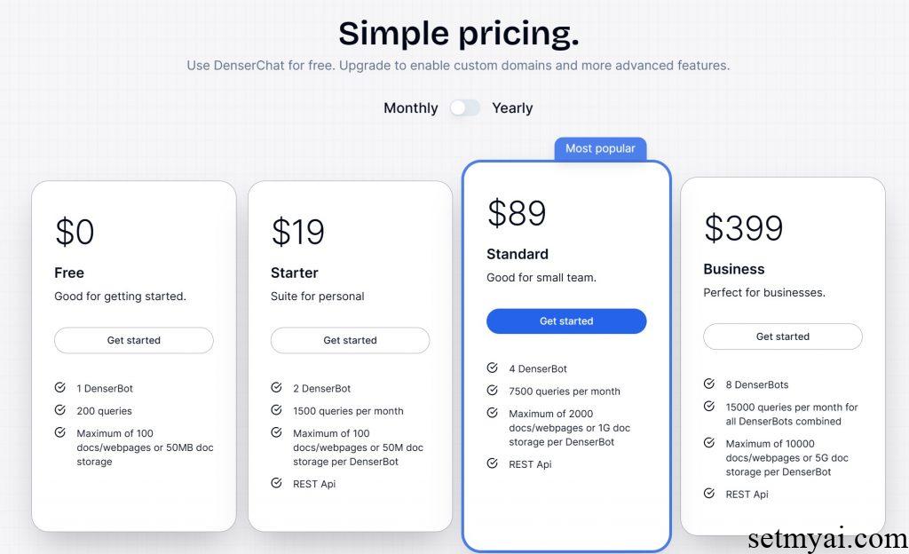 Denser AI Pricing