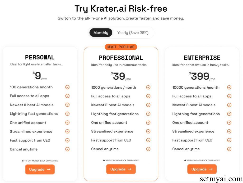 Krater AI Pricing