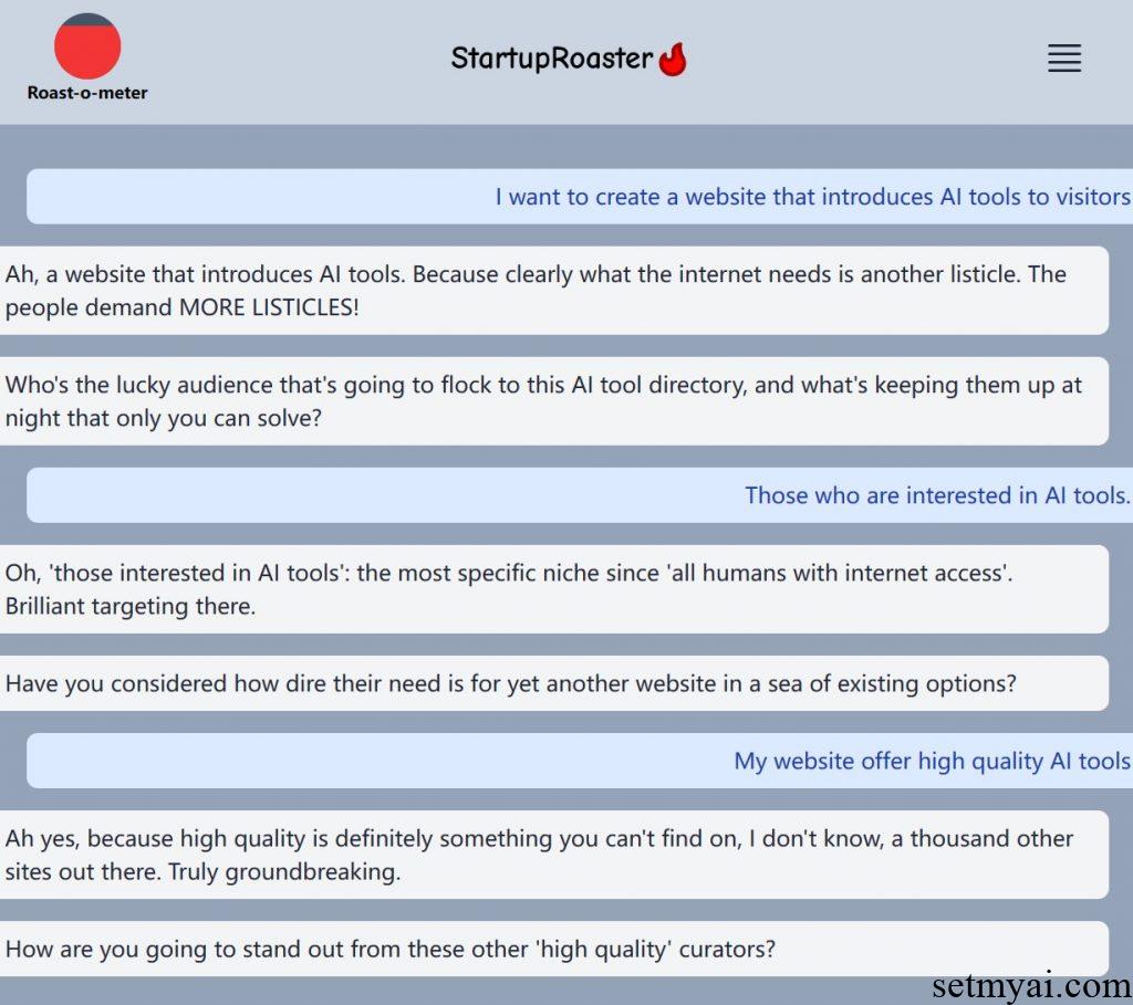 Startup Roaster Result