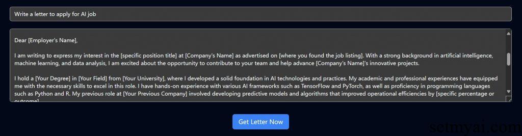 AI Letter Generator Result