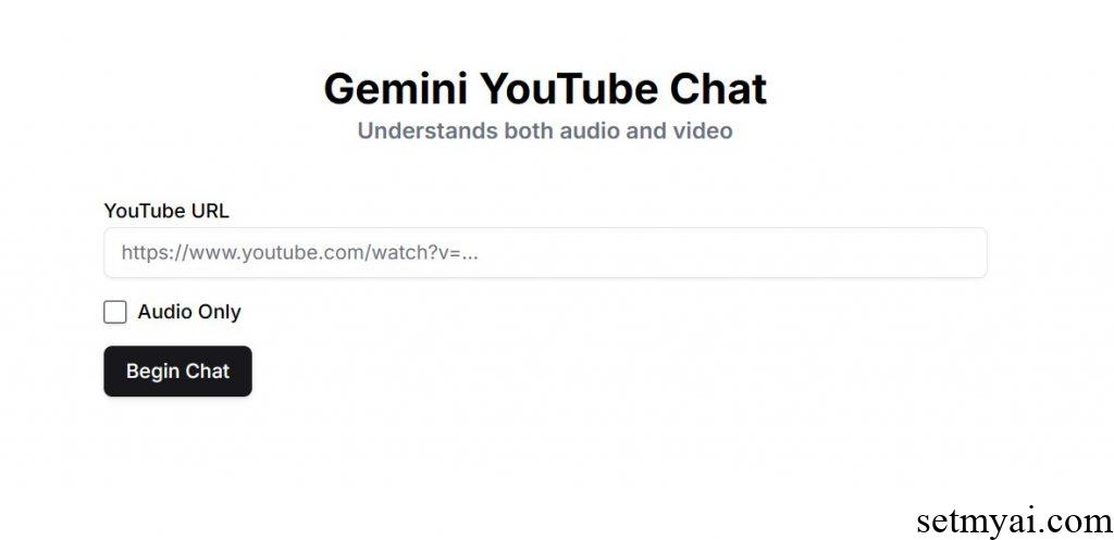 Gemini YouTube Chat Homepage