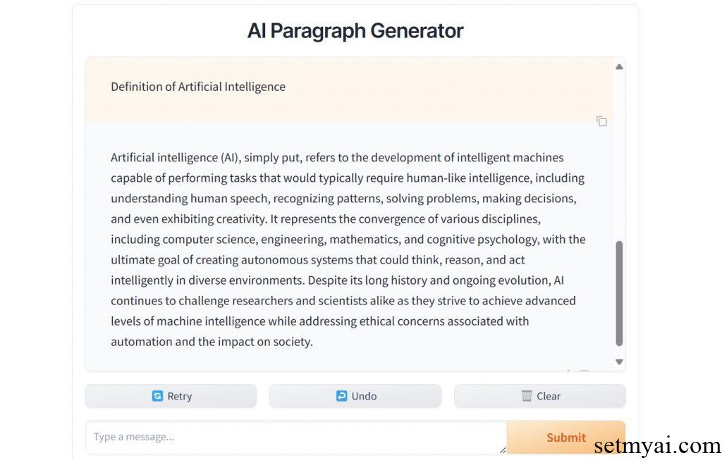 AI Paragraph Generator Result