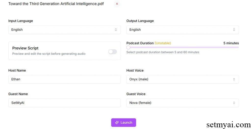 Inpodcast AI Settings