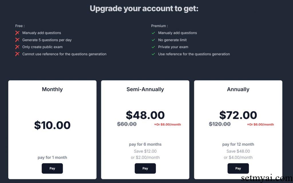 Mock Exam AI Pricing