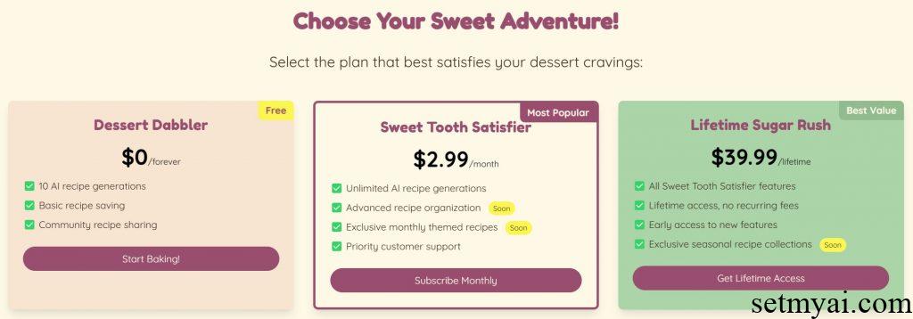 Quick Dessert Pricing