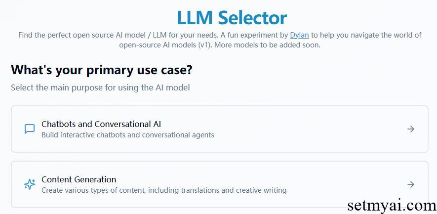 LLM Selector Homepage