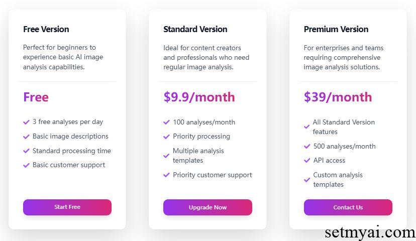 AI Image Analyzer Pricing