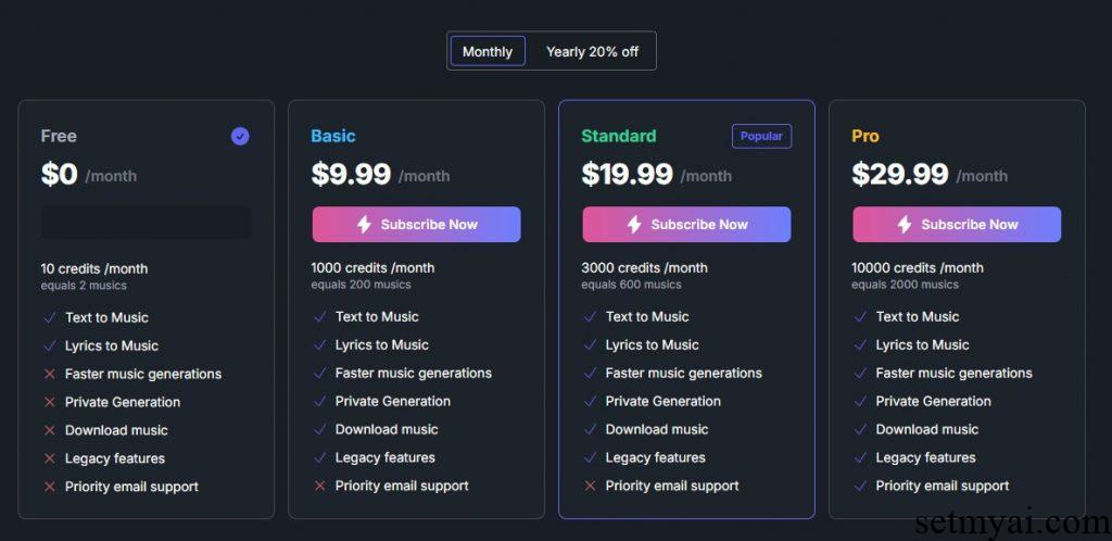 AI Song Maker Pricing