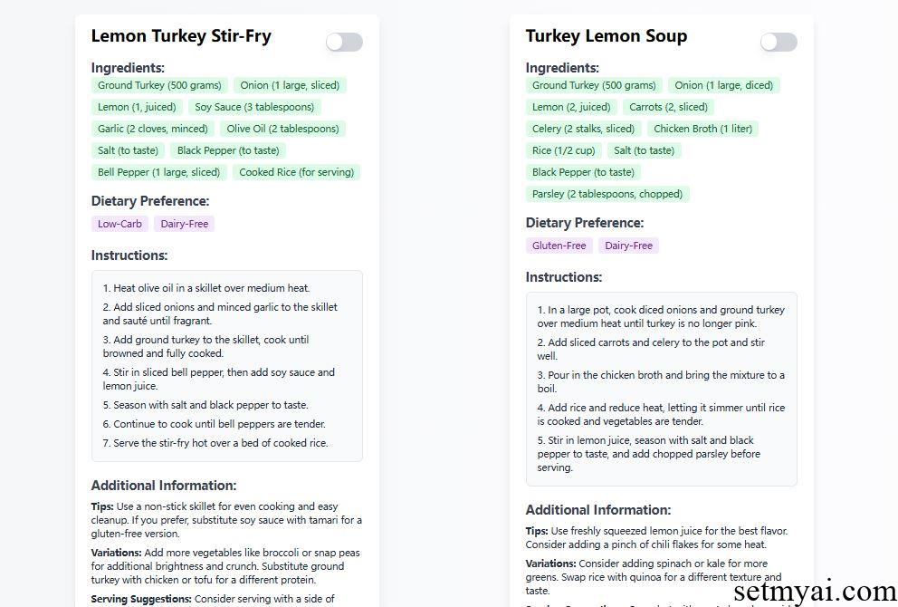 Smart Recipe Generator Result