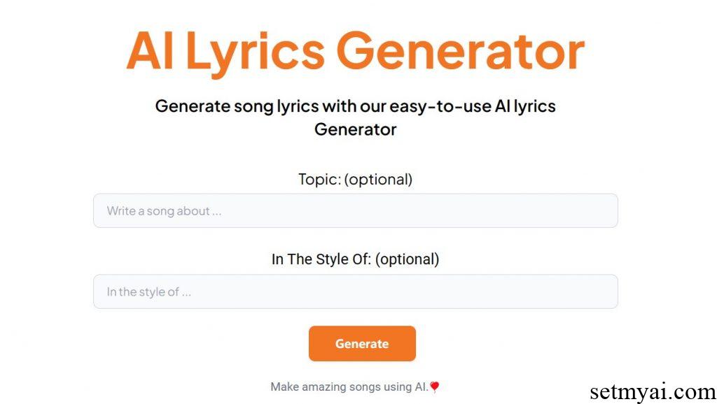 AI Lyrics Generator Homepage