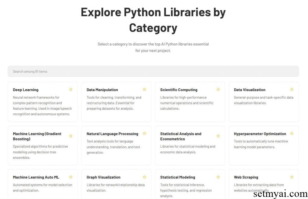 AI Python Libraries Categories