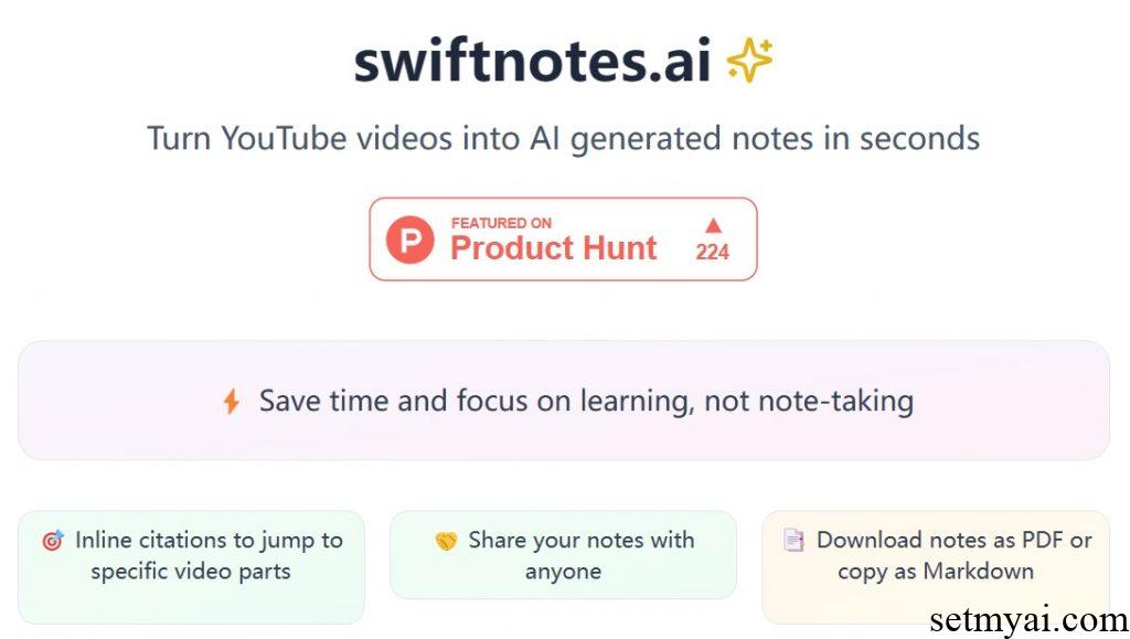 Swift Notes AI Homepage