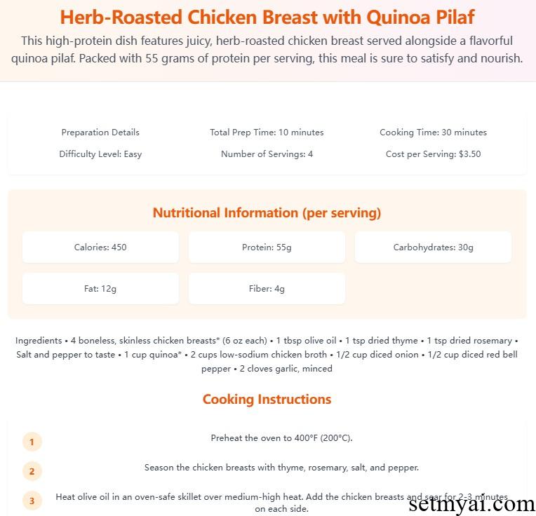 High Protein Meals Result